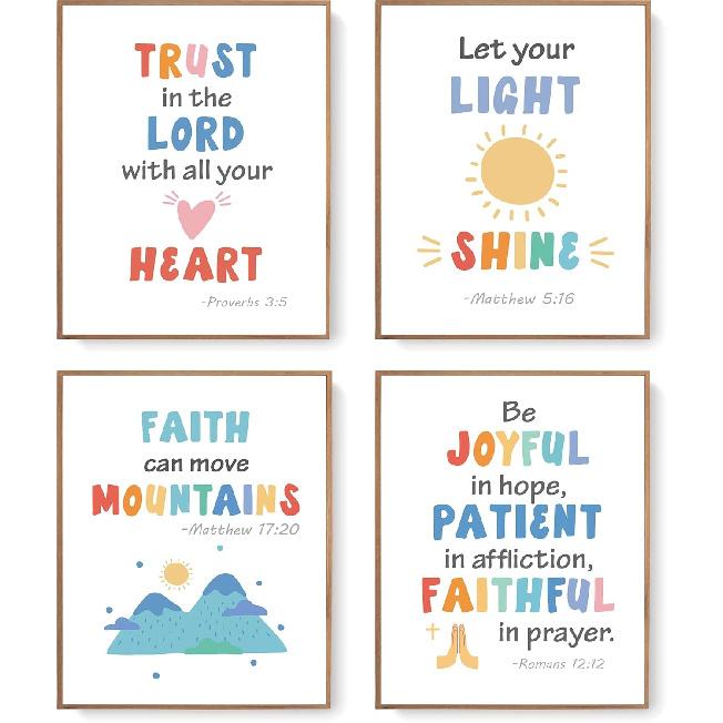 LARTSFRO Boho Pastel Rainbow Sunshine pirational Nursery Wall Art Prints Set of 4, Baby Girl Room Decor, Positive Affirmations Artwork Posters Wall