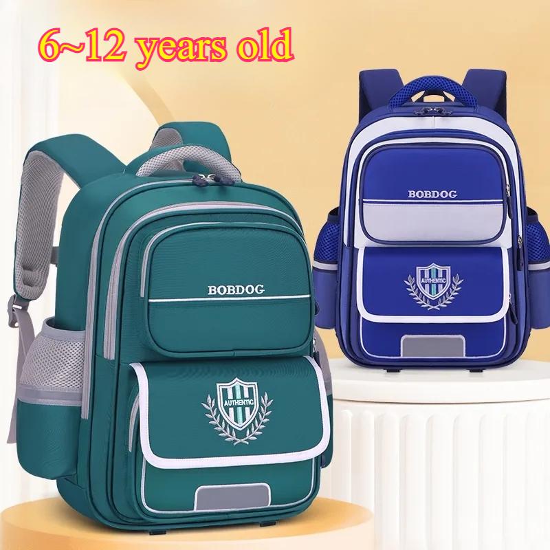 

6-12 Years Old Primary School Students British Style School Bag 1-6 Grade Waterproof Ridge Protection Luminous Large Capacity Simple Backpack Small зелений