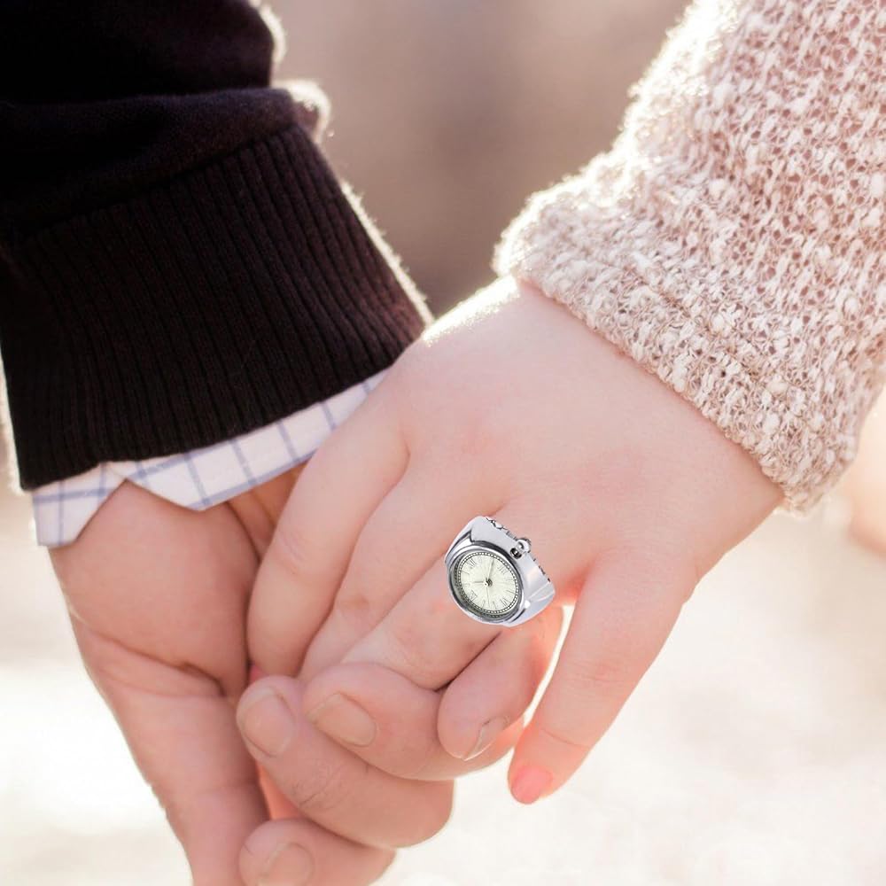 Stainless Steel Link Ring Watch Unisex Analog Fashion Accessory Lightweight Alloy Case Battery Operated Casual Use