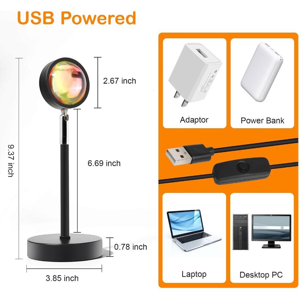 Sunset lamp projector, rainbow projection LED strip with remote control, 16-color color-changing LED night light (1 piece)