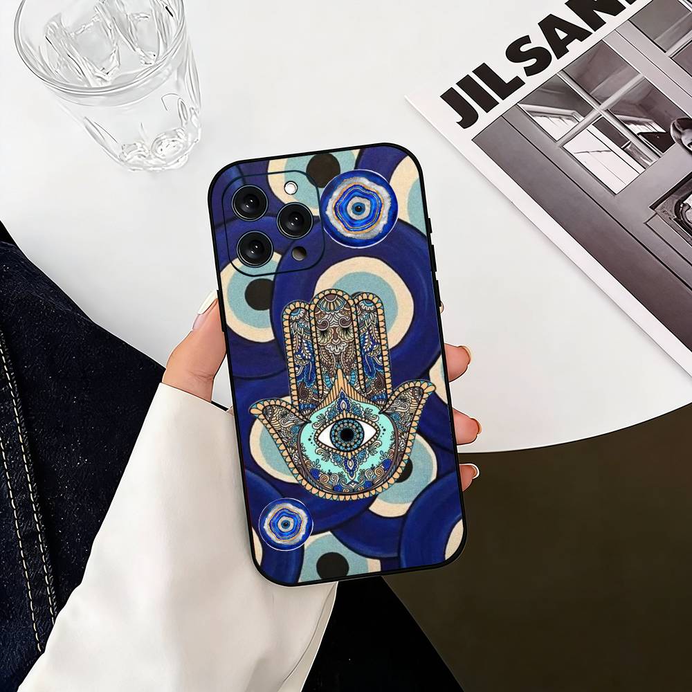 H-Hamsa H-Hand-D  Phone Case For iPhone 17, 16,15,14,13,12,11 Plus,Pro Max, Others Soft Black Cover