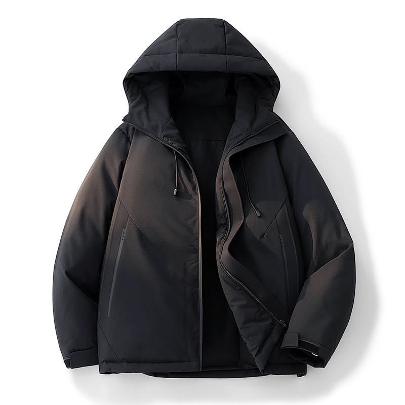 Mens Winter Hooded Puffer Jacket Thick Warm Casual Outerwear With Duck Down 85% Fill Power 600