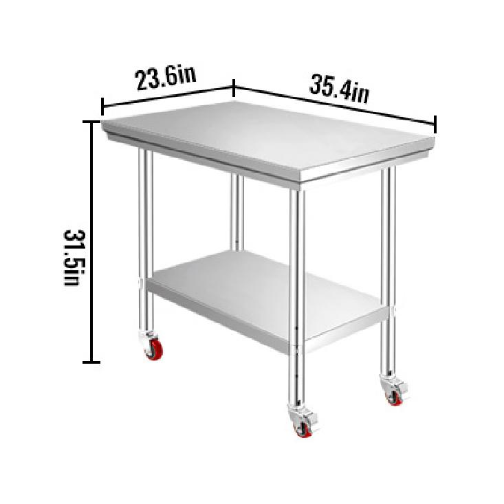 SucceBuy Stainless Steel Kitchen Worktable shelves Commercial Work Bench Table with Caster Wheels for Home Restaurant Storage