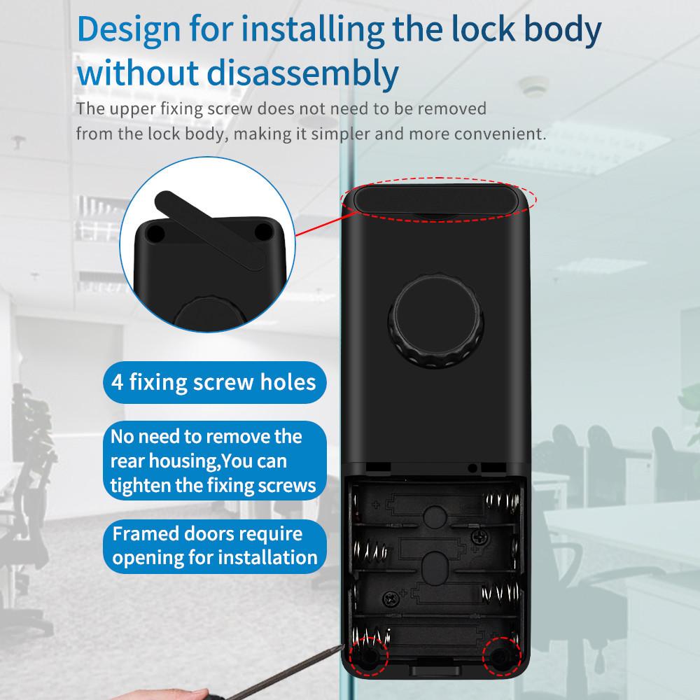 Fingerprint Glass Door Lock App Passcode IC Card Keyless Smart Phone Attendance Lock Electronic Digital Lock