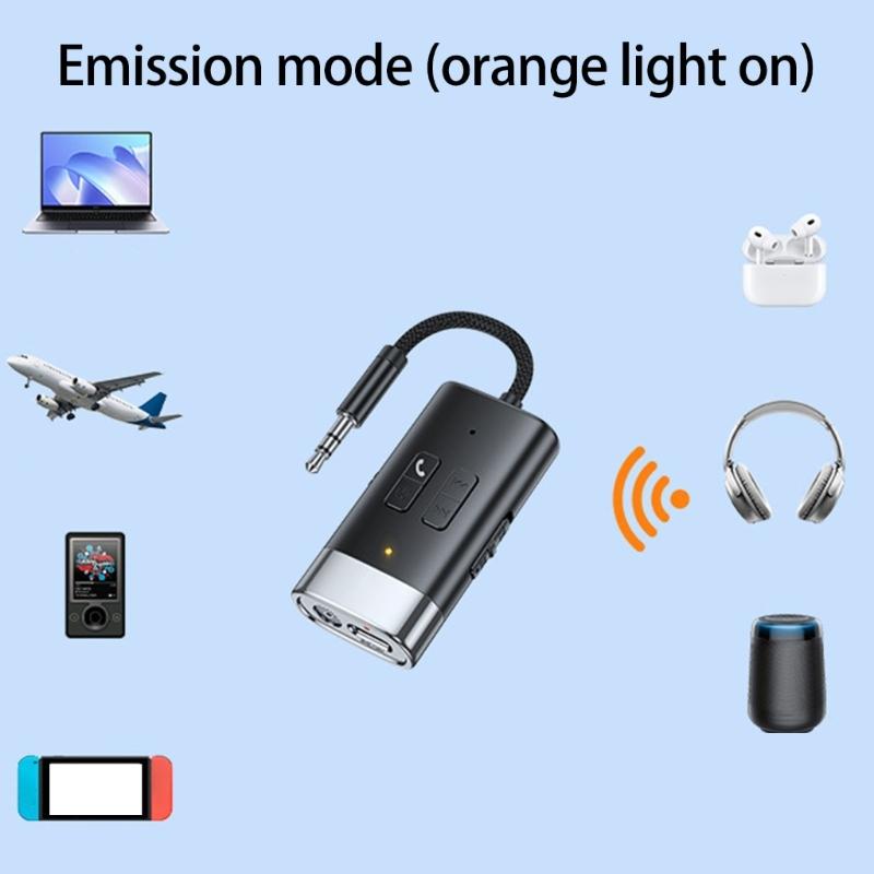 Small Double Function Bluetooth-compatible 5.4 Sound Transmitter Receiver with Clear Sound Long play time Portable Designs