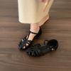 Fashion Shoes 2025 Summer Sandals Woman Heel Original Round Toe Breathable Retro New Girls Gladiator Flat Rome Slipper Slides Scandals
