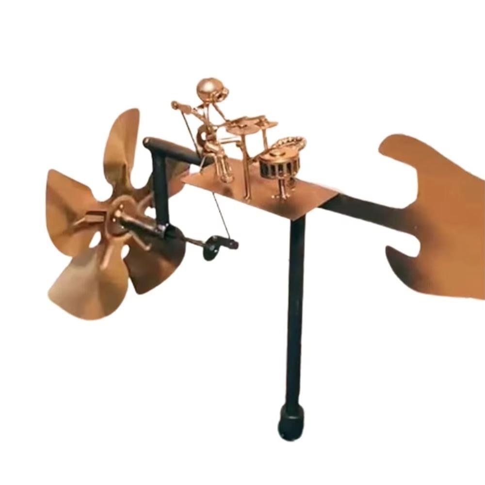 Funny Percussionist Figurine Metal Wind Spinner Rockin Art Figurine  Garden Courtyard