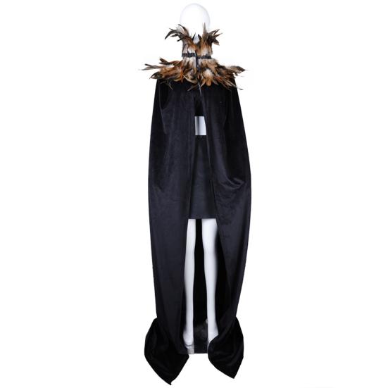 Halloween Shawl Velvet Fabric Demon Angel Costume Cloak Easy Strap Faux Feather Collar Halloween Cosplay Cloak