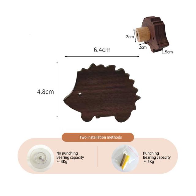 1pcs New Wooden Hook Creative Nordic Cute Animal Hook Wall Hanging Coat Hook Home Decoration Solid Wood Hook Kitchen Accessories