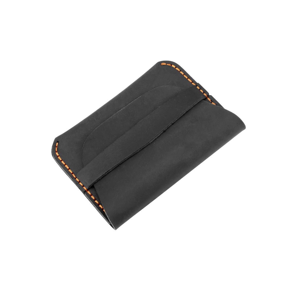 

Slim Ultra-Thin Crazy Horse Leather Card Holder, Minimalist Portable Genuine Leather Card Wallet, Compact Card Case for Men чорний
