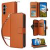 For Samsung Galaxy S25+/S24+ Case Zipper Pocket PU Leather Cover with 9 Card Slots