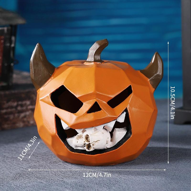 Halloween Pumpkin Skull Decoration Ornament Resin Funny Pumpkin Head Small Decoration Micro Landscape Shooting Props