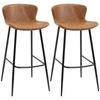 Set aus 2 Barhockern Kunstleder Sitzhöhe 76 cm mit Stahlfußstütze und Rückenlehne Vintage-Design braun