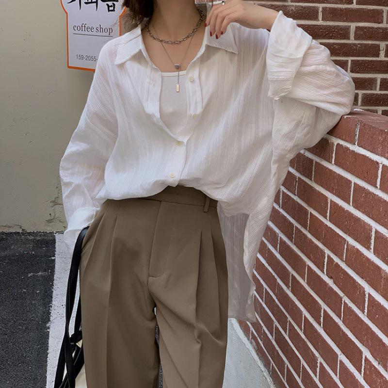 2025 Spring Chic Solid Color Sun Protection Shirt: Versatile, Loose, and Stylish Lapel Design for Women