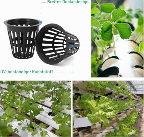 30 Pack Hydroponic Net Pots, 100 Plant Labels, Garden Baskets for Bulbs and Balcony Plants