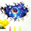 New 1Pc 3D Stereo Broken Wall Space Planet Wall Sticker Bedroom Living Room Ceiling Decoration Paste