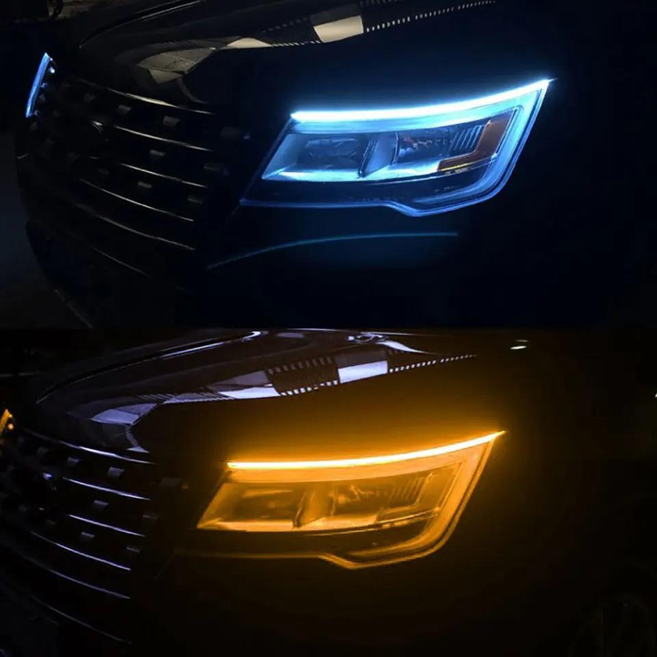 Daytime Running Lights Car LED DRL Lamp Strip DRL Decorative Light Auto Headlight Turn Signal Light RGB With Remote App Control Dome Lights 6