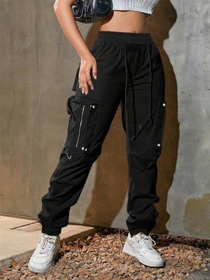 European & American Women's Tactical Cargo Pants - Summer Sports Style, Drawstring Casual Wear.