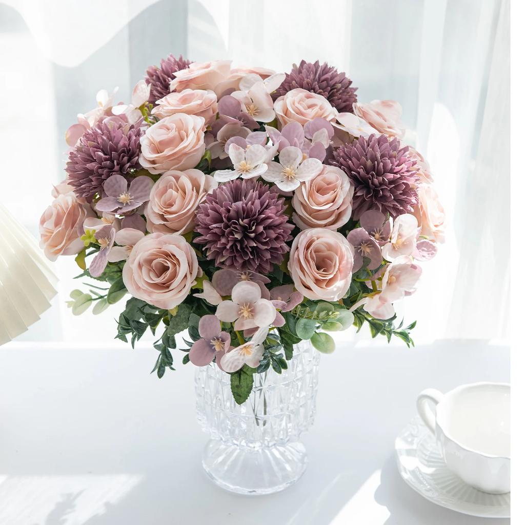 1PC Artificial Plastic Rose Flowers Centerpieces Fake Plants Wedding Room Home Party  Gifts Handheld Arrangement Valentine's Day