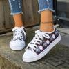 Niche Design Sense Versatile Casual Flat Shoes Women's Large Size Halloween Skull Canvas Shoes Sports Skateboard Shoes