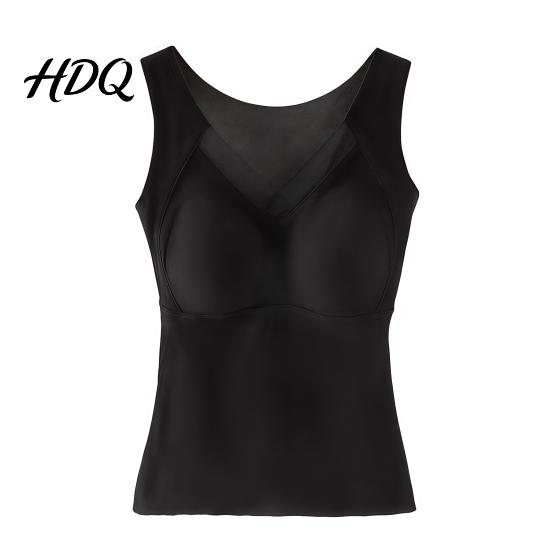 Sleeveless Slim Fit Tank Tops Women Seamless Thermal Vest Base Layer Tops Camisole with Built-in Chest Pads V-Neck Stretchy Fitted for Daily