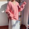 Mohair Gentle Jumper Sweater Women's Fall and Winter V-neck Pullover Loose Lazy Wind Soft Knitted Long-sleeved Blouse