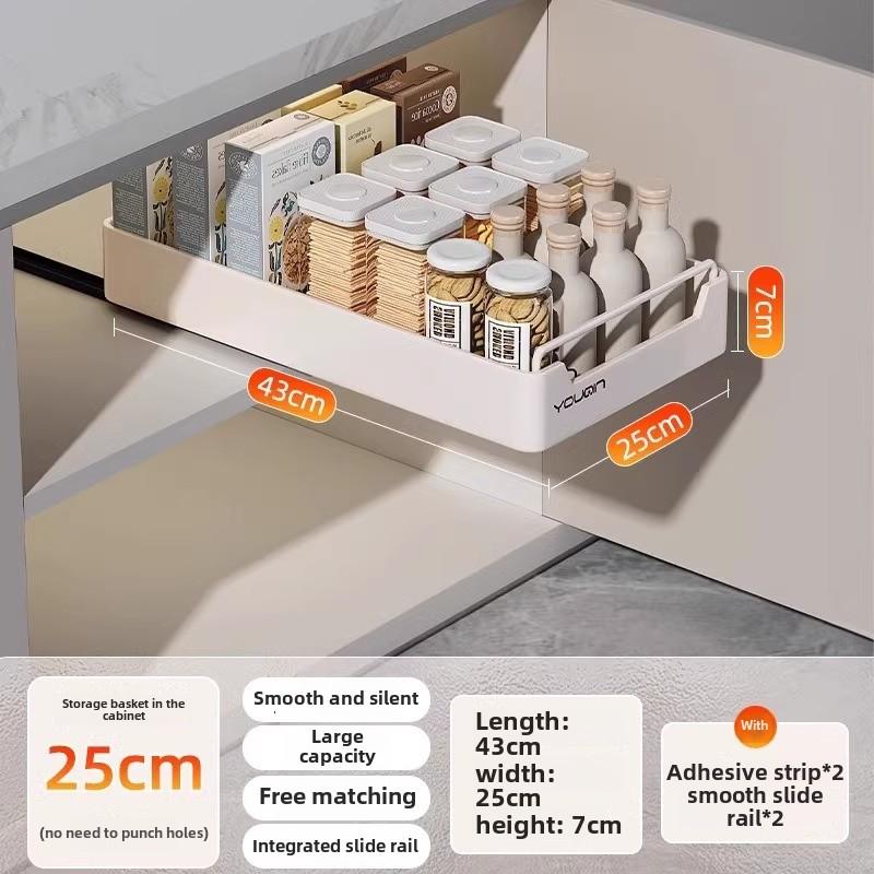 

2025 Новый выдвижной кухонный стеллаж для хранения со скользящими направляющими, не требующий установки, кухонный органайзер для специй, шкафы