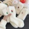 5 Pairs of Women'S Christmas Socks, White Furry Embroidered Holiday Socks, Warm Thick Fleece Fabric, Holiday Socks