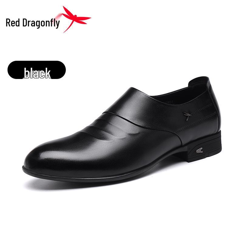 Men s Red Dragonfly Genuine Leather Pointed Toe Shoes - Casual/Formal Wedding Business Footwear 39