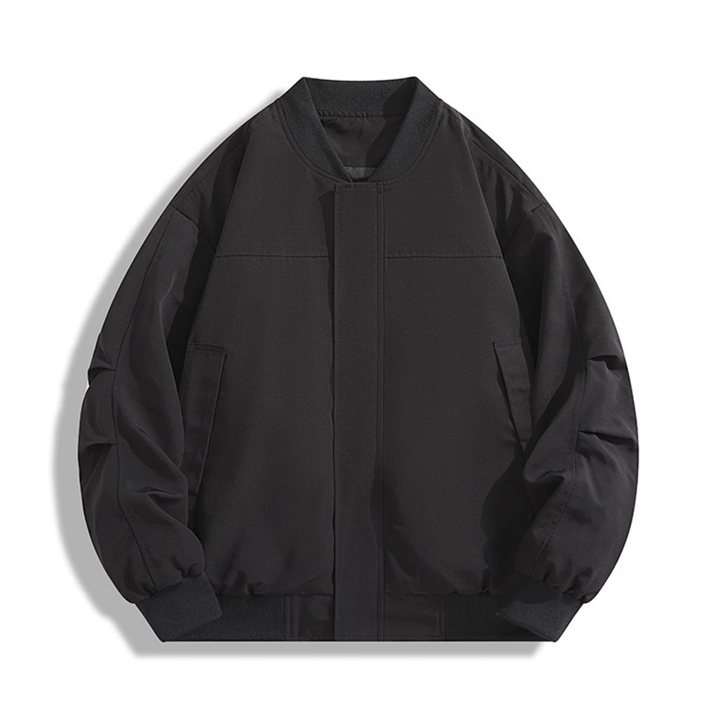 Men's Solid Color Baseball Jacket Retro Casual Sports Loose Thin Jacket
