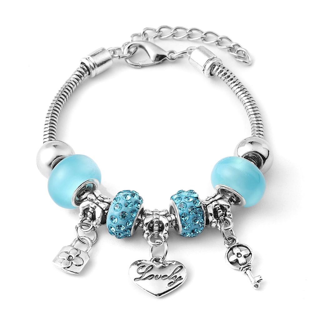 Vintage Handmade Alloy Large Hole Glass Bead Elephant Tree of Life Design Transparent Bracelet Multiple Styles Available