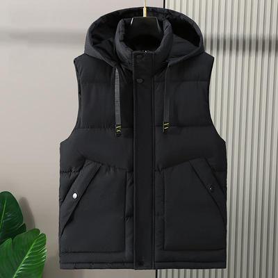 Plus Size S-8XL Vattentät ärmlös parka manväst Mode herrväst med huva vadderade kappor i koreansk stil
