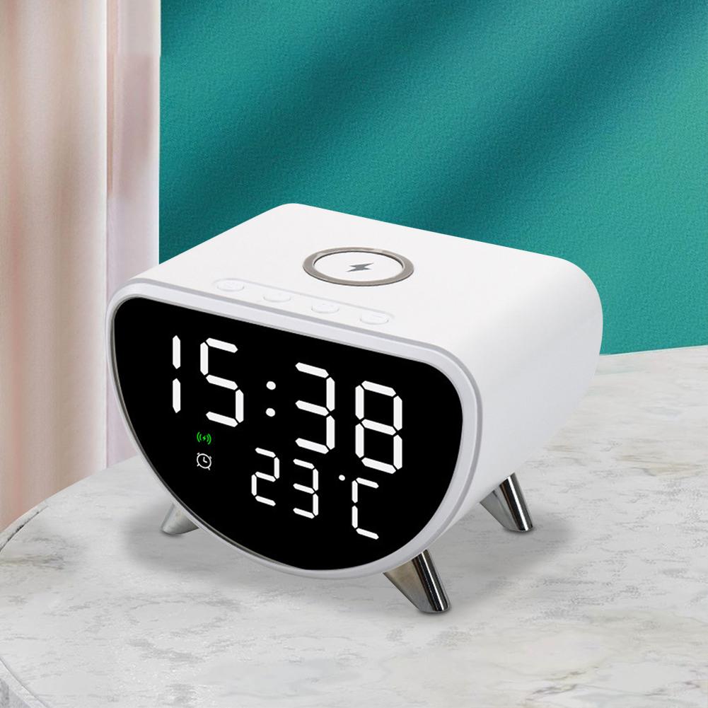 Digital Alarm Clock with Wireless Charging with Temperature Meter 15W Fast Wireless Charger Station for Bedrooms