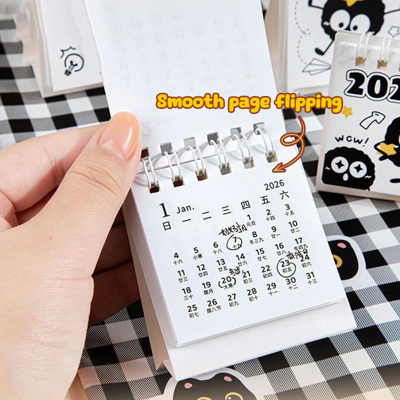 2Pcs Random Mini 2026 Calendar Portable Cute Cat Office School Supplies Calendar Monthly Planner Desk Accessories Decor Record