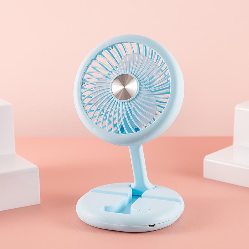 

Складной USB-перезаряжаемый ручной светящийся настольный вентилятор с держателем для телефона 14.7x8.4x14.7 cm синий