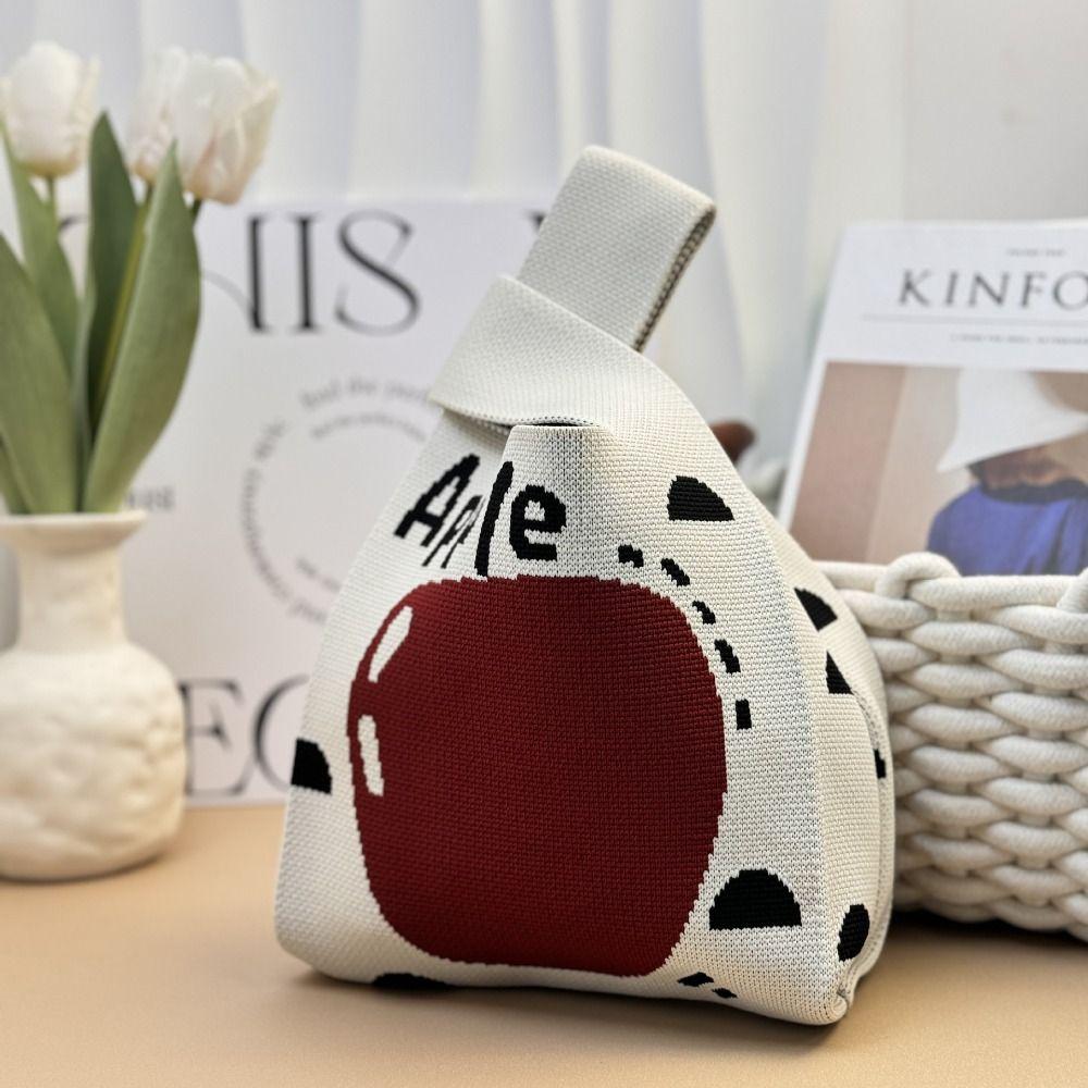 Cute Mini Christmas Knit Bag Snowman Christmas Tree Knot Wrist Bags Reusable Shopping Bags Women