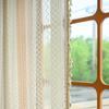 French Translucent Curtains Bohemian Style Hollow Lace Fabric Four Season Universal Living Room Decoration Drapes Vintage Tassel Fabric Curtain