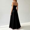 Sleeveless Satin Long Dress with Beaded Spaghetti Straps Floor Length Slim Fit Evening Gown Elegant Formal Occasion Dress