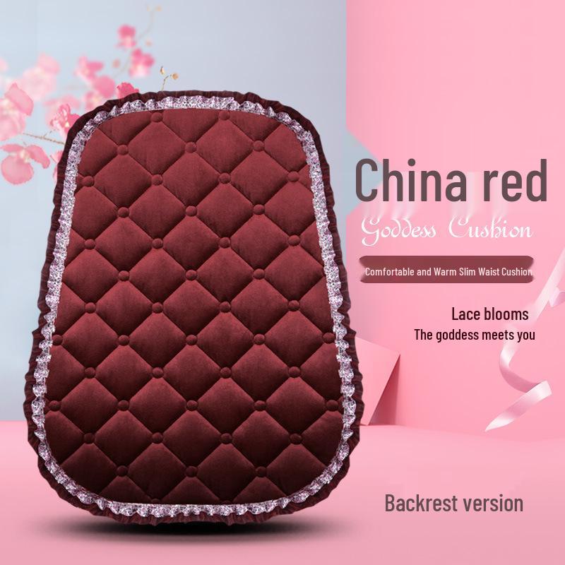 Uniwersalna antypoślizgowa pluszowa poduszka na fotel samochodowy z koronkowym wykończeniem na jesień i zimę