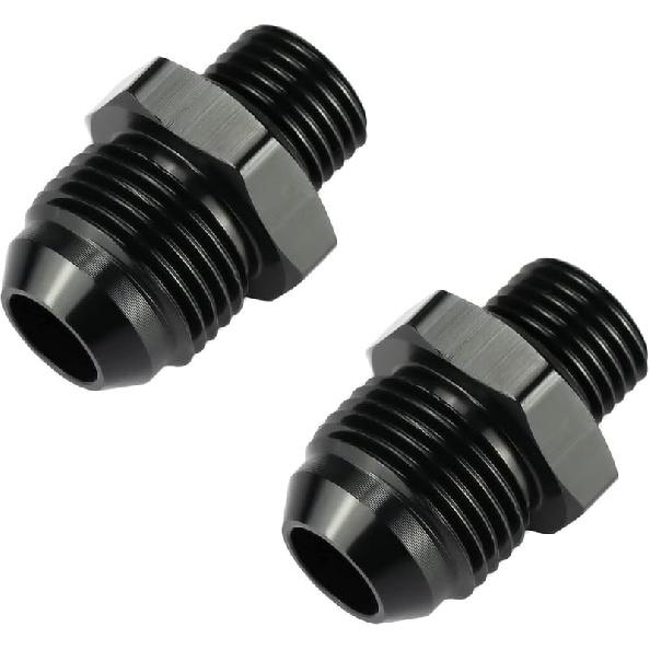 Ucreative 8AN Flare To 6AN ORB Male Fuel Rail Adapter Fitting Black 2Pcs