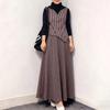 ZANZEA Women Splice Long Sleeve Blouse and Long Skirts Stripe Prin Two Piece Sets
