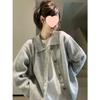 Gray Turn-Down Collar Knit Cardigan Sweater - American Retro Style for Spring/Summer