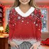 Christmas Day Girls Long Sleeve T Shirts Kids  Girls' V-Neck Tee Christmas Print Long Sleeve Top