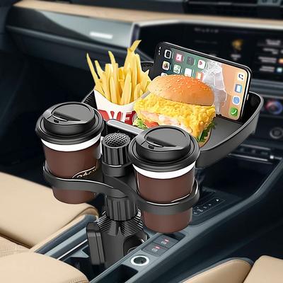 Car Cup Holder Extender 360 Degree Rotating Detachable Multifunctional Car Seat Snack Tray Drink Holder For Travel Truck And Road Trip Use