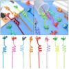 Temporaty Straw Party Supplies Cartoon Pattern Straws-Plastic Dino Theme Dinosaur Reusable Straws