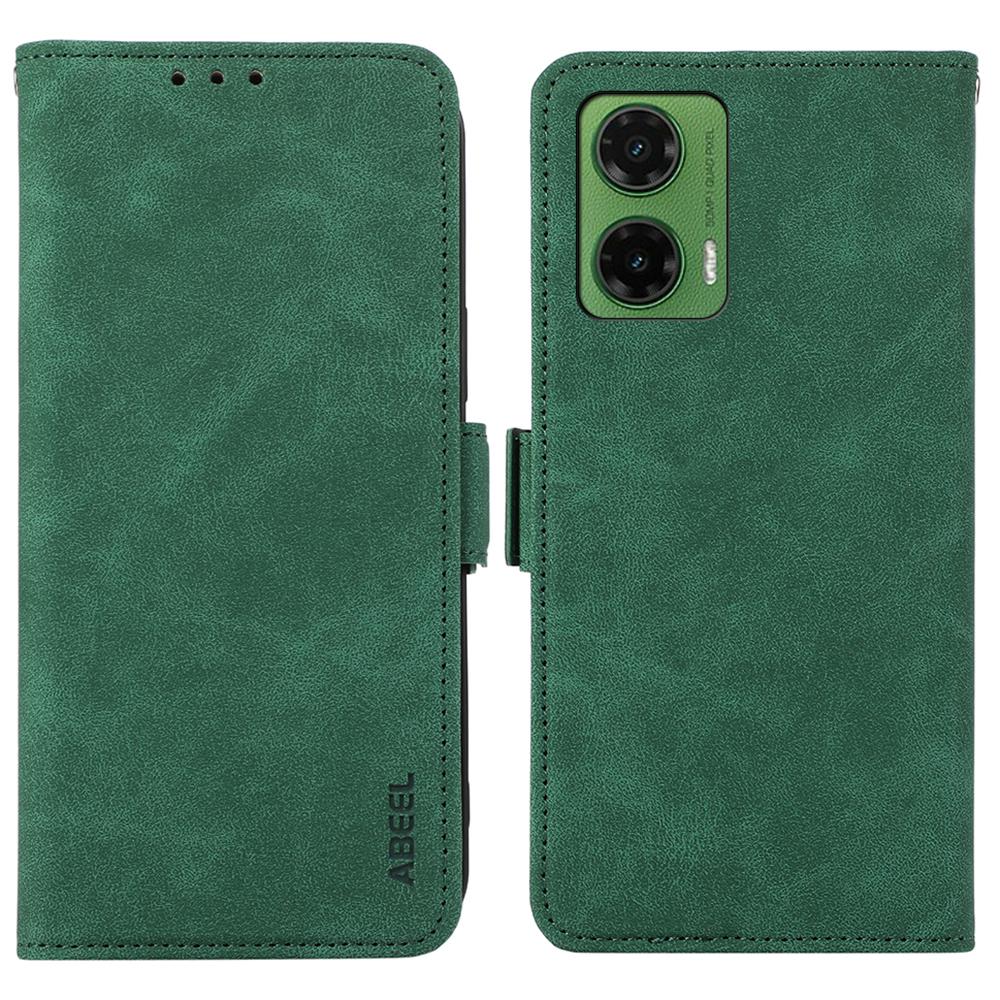 ABEEL For Motorola Moto G35 5G Case PU Leather Folio Stand View RFID Blocking Phone Cover