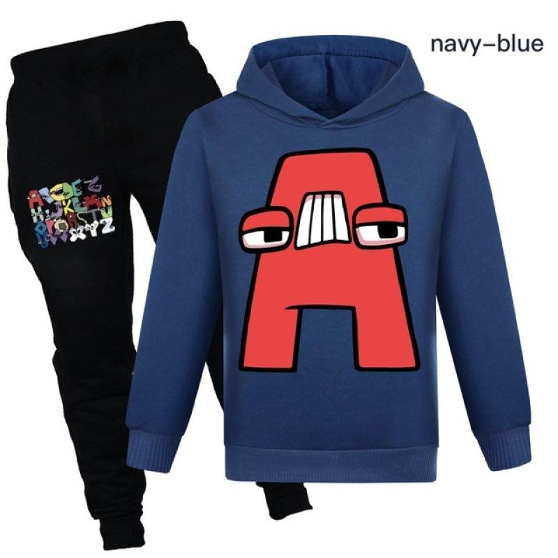 Alfabeto lore A sudaderas con capucha pantalón 2 uds conjuntos sudadera pantalón niños alfabeto lore niños conjuntos de ropa Halloween niños trajes de chándal