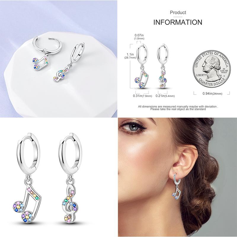 New 925 Silver Hoop Earrings For Woman Pendientes Zircon Heart Shape Star Eardrop Original Earring Fashion Jewelry