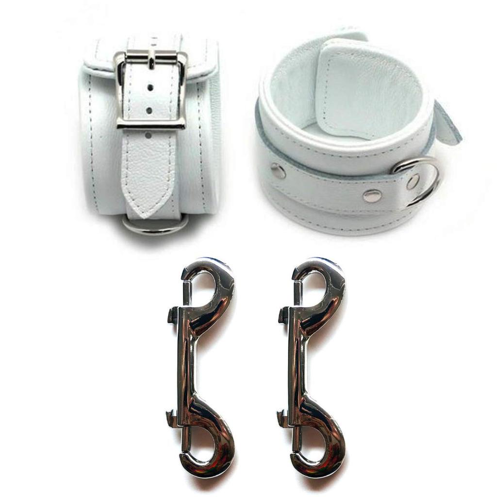 Liebe Seele SM Goods Cosplay Restraints High Quality Cosplay X Silver Metal Collar, Handcuffs, Set, (White Fittings)