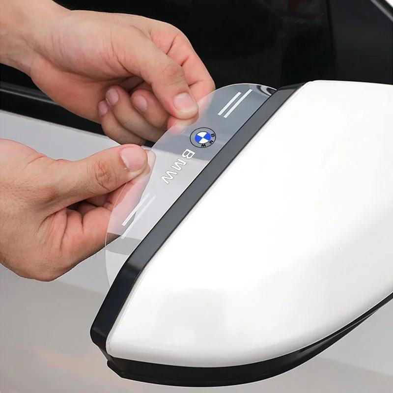 2Pc PVC Car Rearview Rain Eyebrow Transparent Stickers For BMW E34 E46 E39 E38 E90 E60 E36 F30 F30 F10 E92 E38 E91 G30 G38 M3 M5